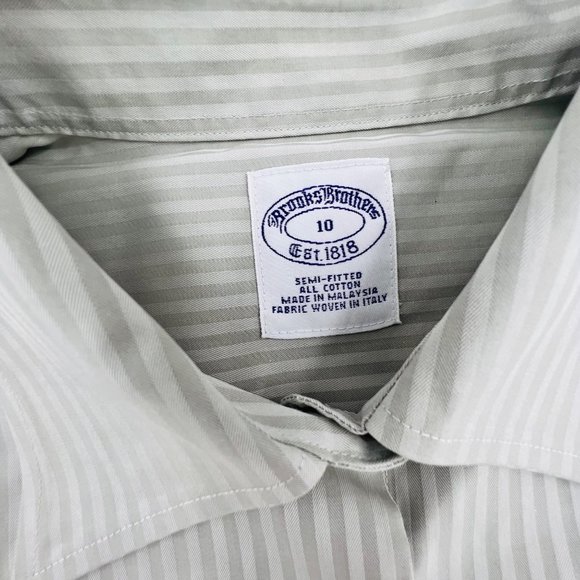Brooks Brothers Shirt Women's 10 Grey Cotton Semi Fitted French Cuffs Button Up - Picture 3 of 10